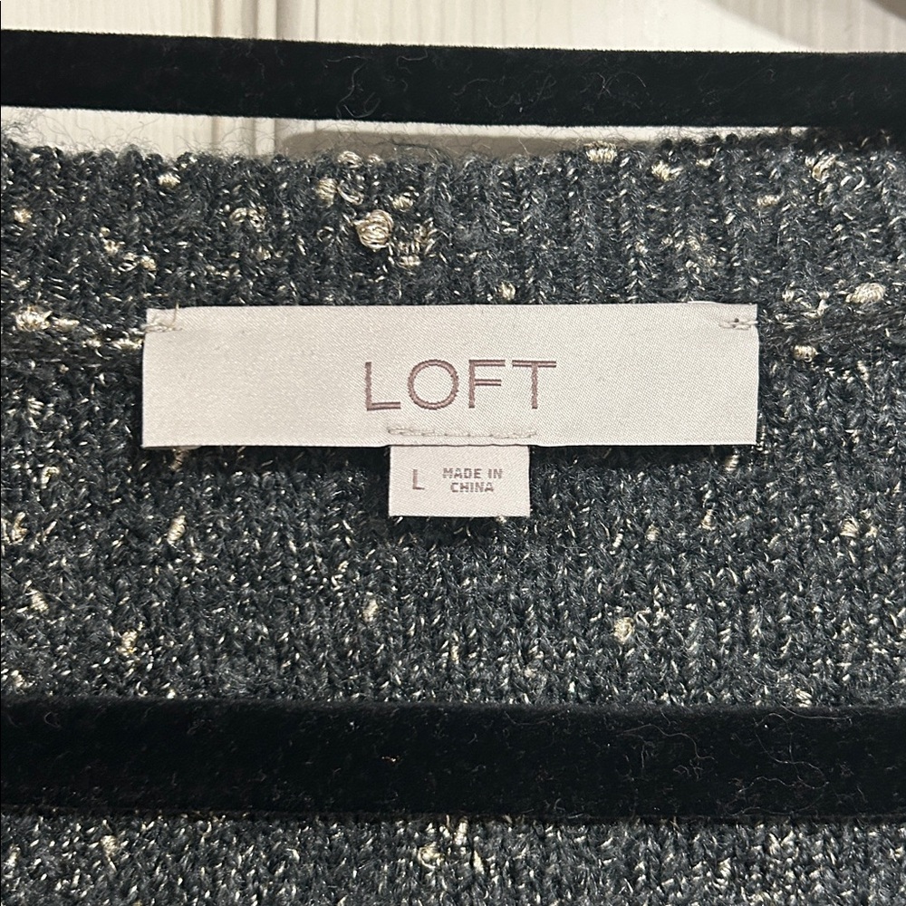 LOFT Charcoal and Cream Knit Sweater - Picture 3 of 3